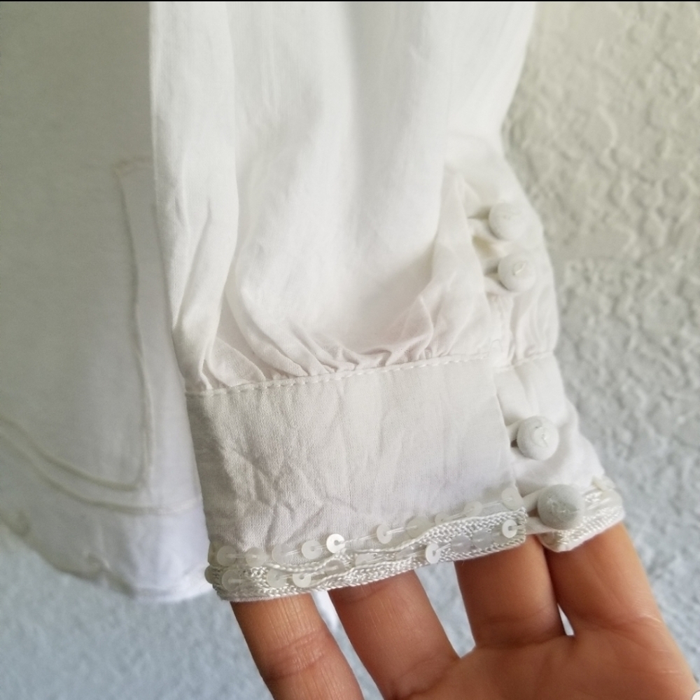 Kay Celine Embroidered Sequin Tunic Top White Size Small - Picture 7 of 8